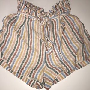 American Eagle Striped Paperbag Tie Shorts